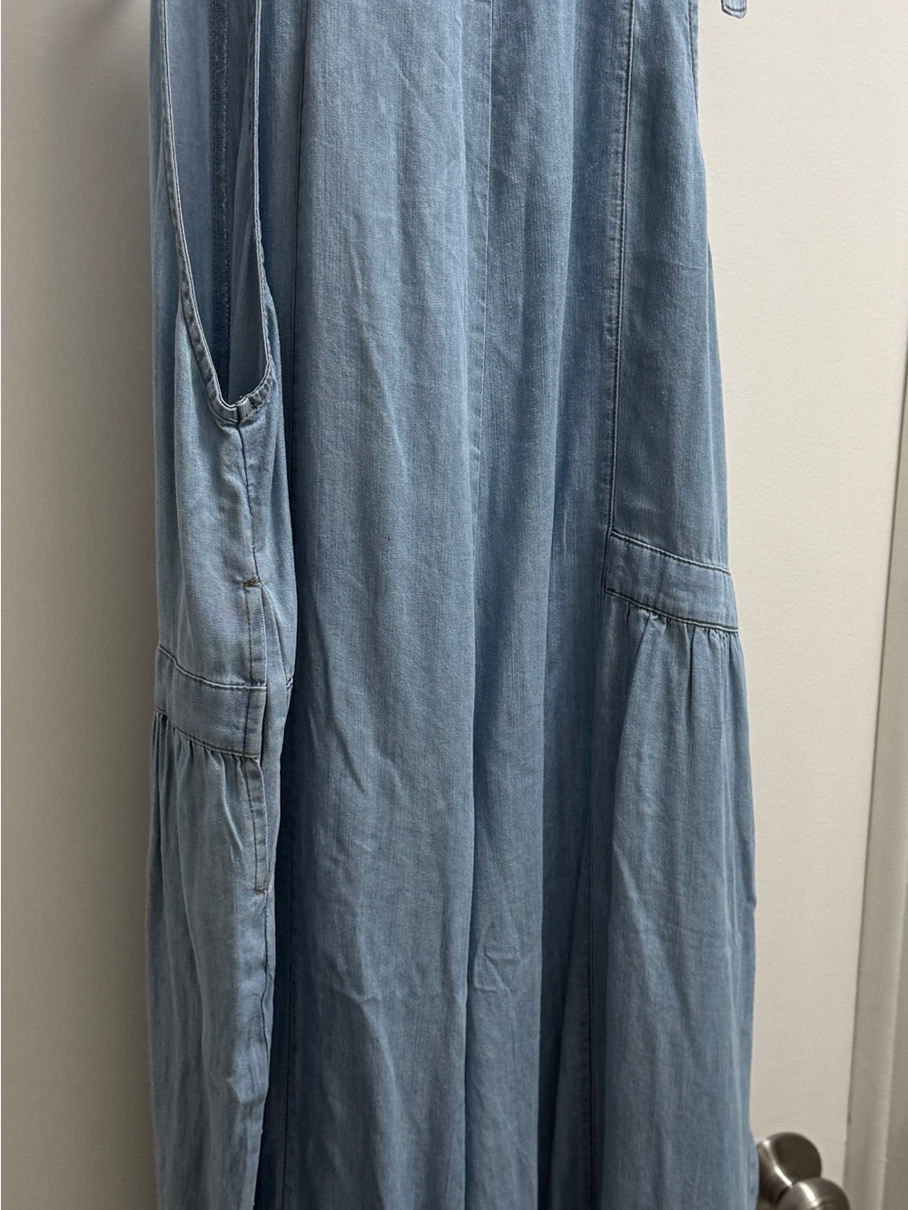 Oddi Light Chambray Tie-Strap Wide-Leg Jumpsuit - Light Blue - Picture 5 of 5